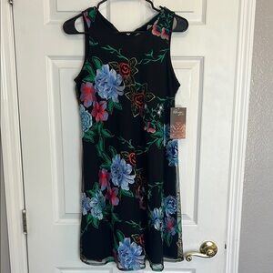 Black Floral Sleeveless Dress